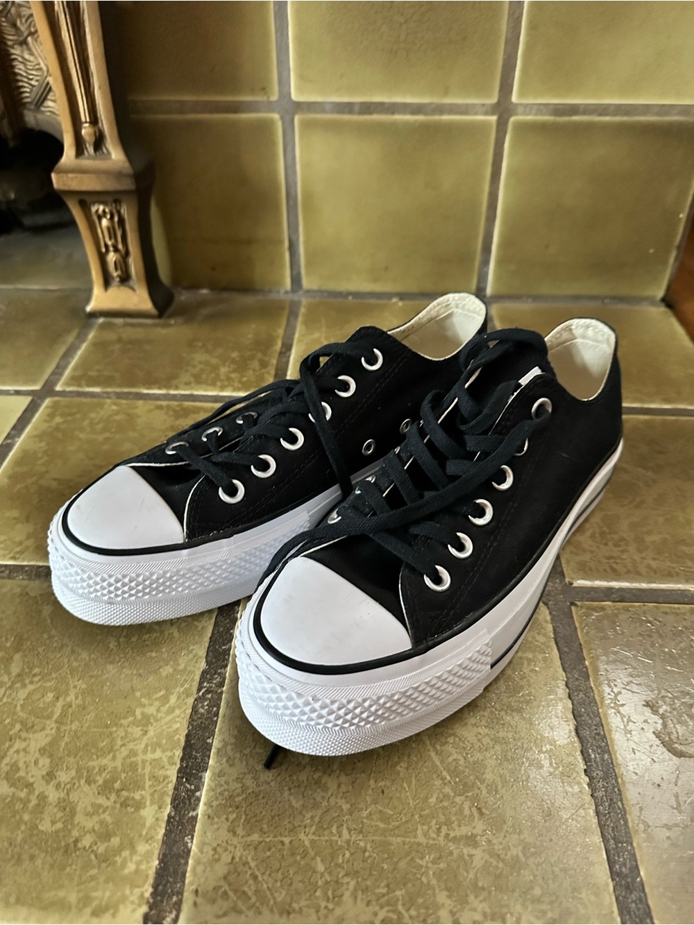 NWOB [converse] platform Black Canvas Low-Top Platform